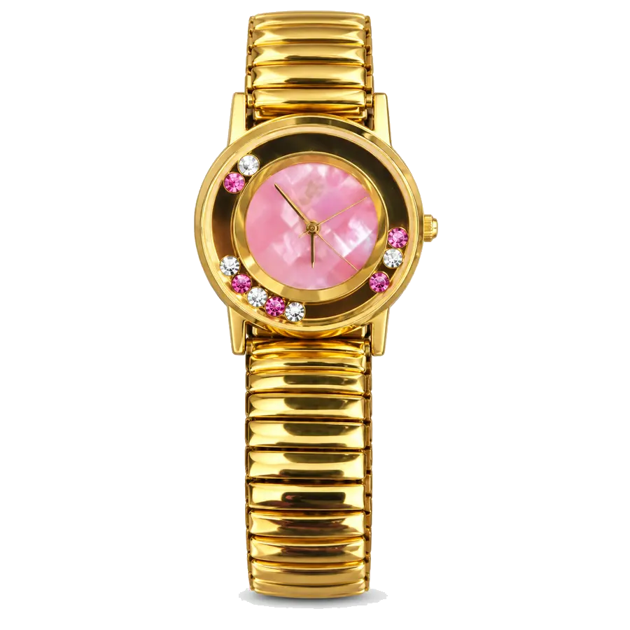 Gc Guess Collection gold tone watch with pink dial